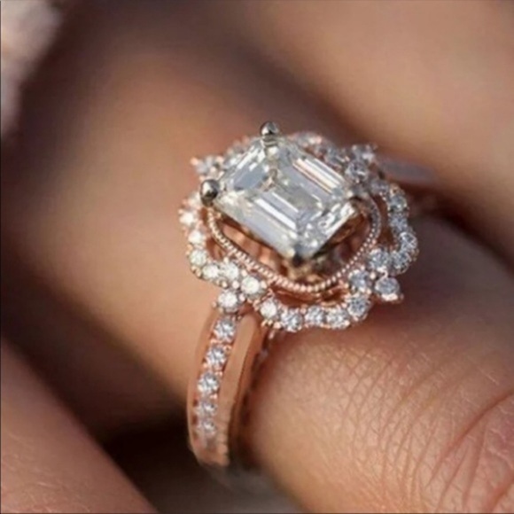 925 ROSEGOLD BRIDAL WEDDING RING - Picture 4 of 5